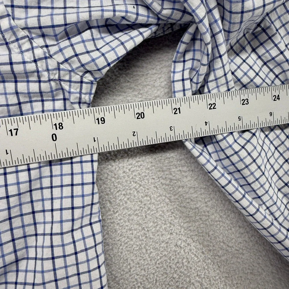 Ralph Lauren Button Down Shirt Boys L (14-16) Blue Plaid Lightweight Oxford Pony